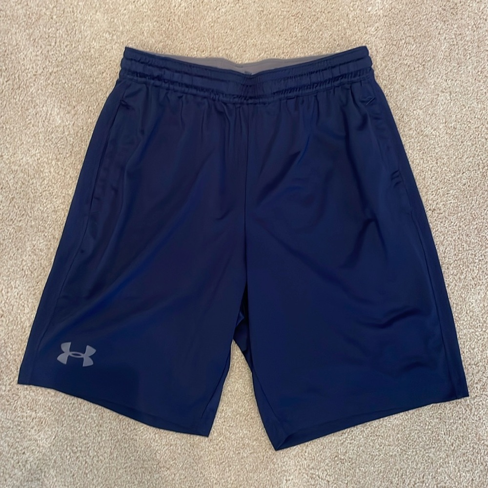 Under Armour navy blue athletic shorts, men size S